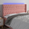 Cabeceira de cama c/ luzes LED veludo 203x16x118/128 cm rosa 1