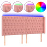Cabecero con LED de terciopelo rosa 203x16x118/128 cm 2