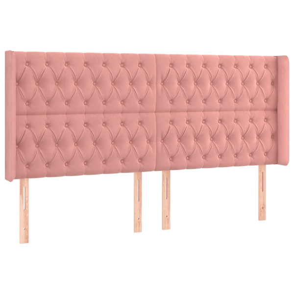 Cabeceira de cama c/ luzes LED veludo 203x16x118/128 cm rosa M 3