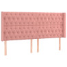 Cabeceira de cama c/ luzes LED veludo 203x16x118/128 cm rosa 3