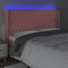 Cabeceira de cama c/ luzes LED veludo 203x16x118/128 cm rosa 4