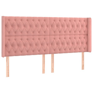 Cabecero con orejas de terciopelo rosa 203x16x118/128 cm H