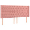 Cabecero con orejas de terciopelo rosa 203x16x118/128 cm 2