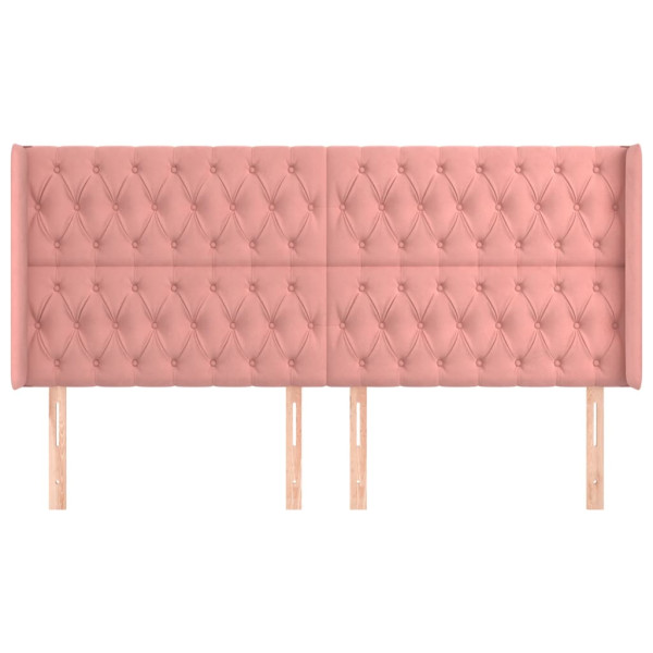 Cabecero con orejas de terciopelo rosa 203x16x118/128 cm M 3