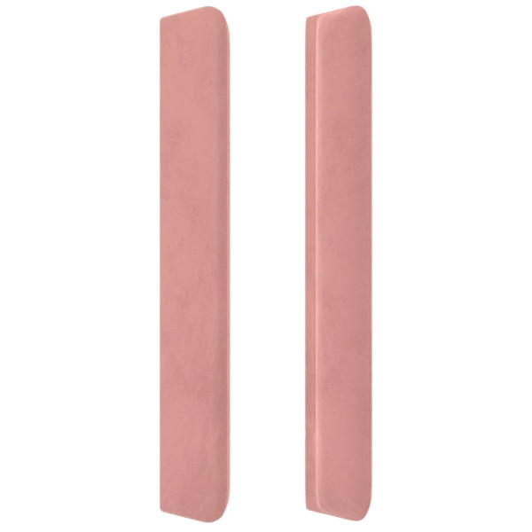 Cabeceira cama c/ abas veludo 203x16x118/128 cm rosa M 4