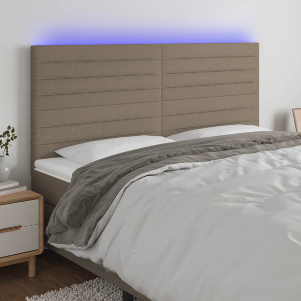 Cabecero con luces LED tela gris taupe 180x5x118/128 cm D