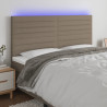Cabeceira cama c/ LED tecido 180x5x118/128 cm cinza-acastanhado 1