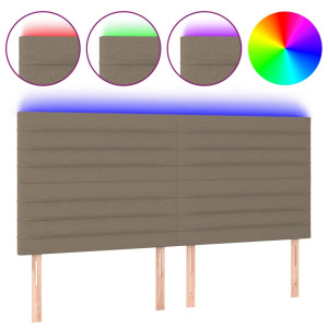 Cabeceira cama c/ LED tecido 180x5x118/128 cm cinza-acastanhado H