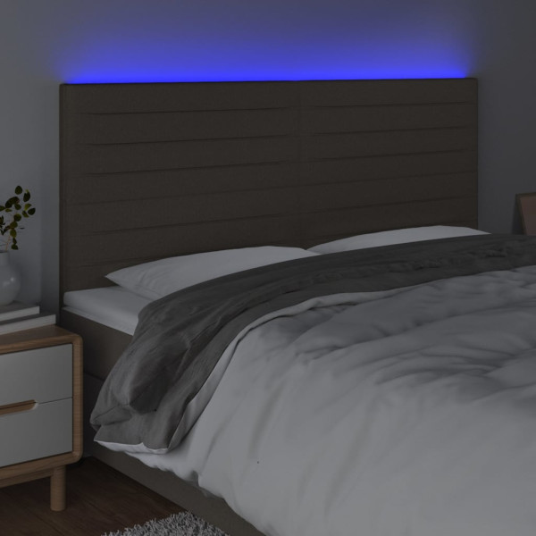 Cabecero con luces LED tela gris taupe 180x5x118/128 cm M 3