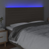 Cabeceira cama c/ LED tecido 180x5x118/128 cm cinza-acastanhado 3