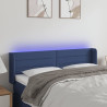 Cabeceira de cama c/ luzes LED tecido 147x16x78/88 cm azul 1