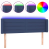 Cabecero con LED de tela azul 147x16x78/88 cm 2
