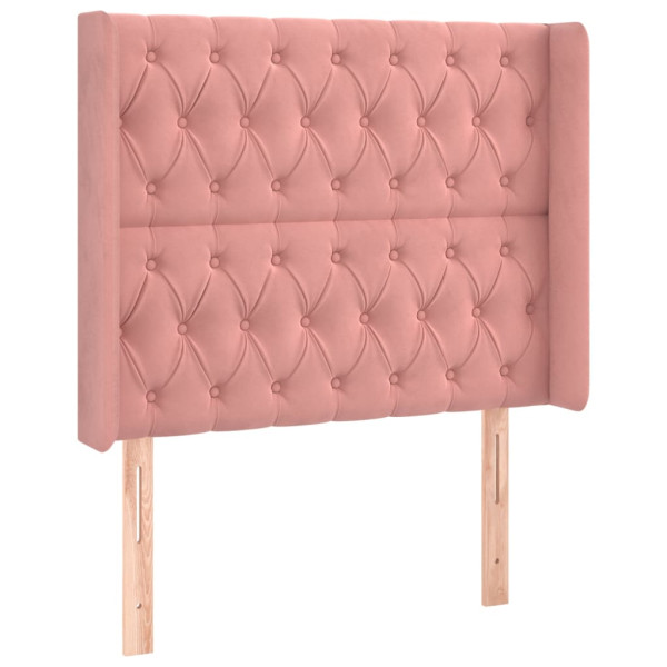Cabecero con orejas de terciopelo rosa 103x16x118/128 cm M 2