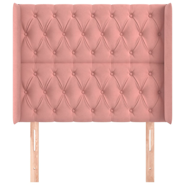 Cabeceira cama c/ abas veludo 103x16x118/128 cm rosa M 3