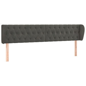 Cabecero de terciopelo gris oscuro 183x23x78/88 cm H
