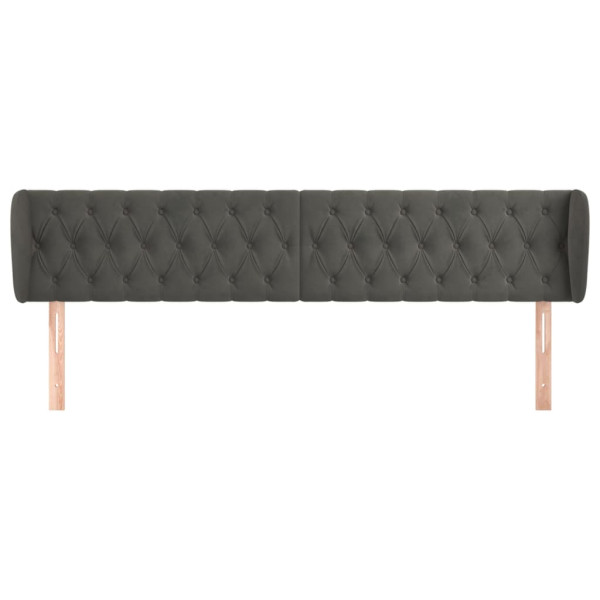 Cabeceira de cama c/ abas veludo 183x23x78/88cm cinzento-escuro M 3