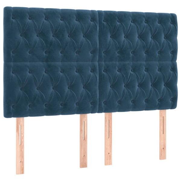 Cabeceira de cama 4 pcs veludo 72x7x78/88 cm azul-escuro M 2