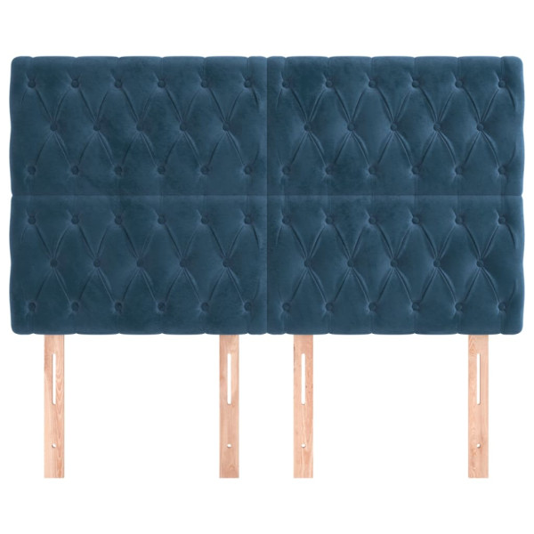 Cabeceira de cama 4 pcs veludo 72x7x78/88 cm azul-escuro M 3
