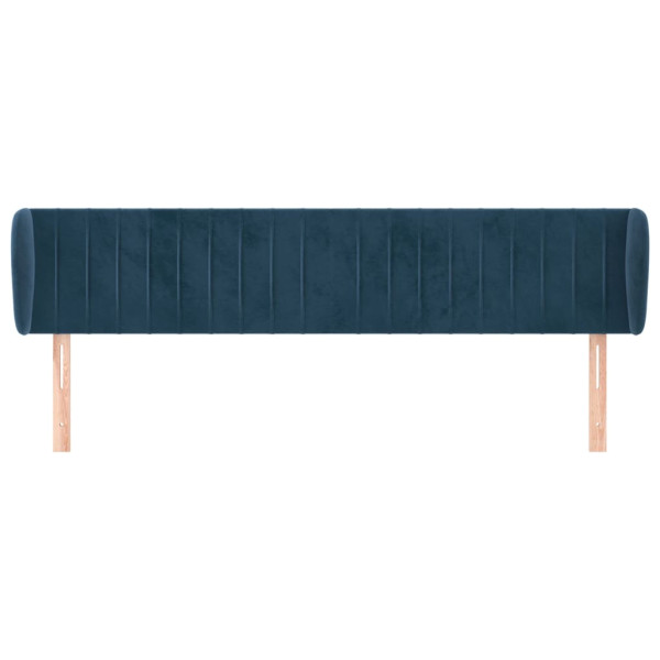 Cabeceira de cama c/ abas veludo 163x23x78/88cm azul-escuro M 3