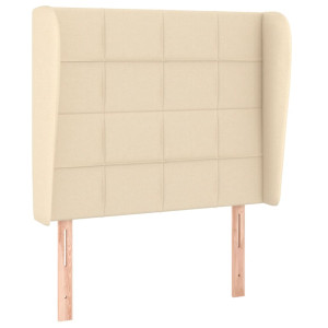 Cabecero con orejas de tela color crema 83x23x118/128 cm H