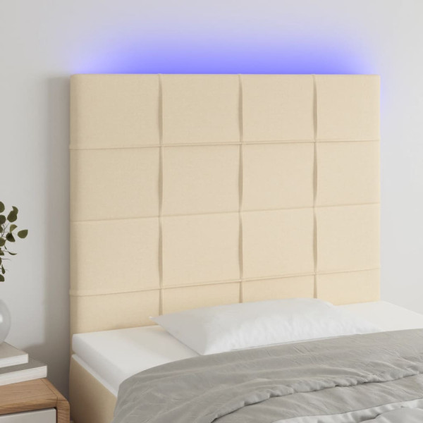 Cabecero con luces LED tela crema 80x5x118/128 cm D