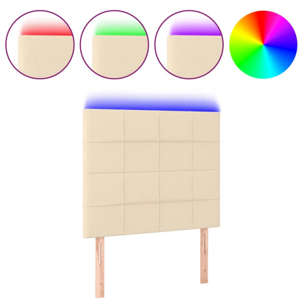 Cabecero con luces LED tela crema 80x5x118/128 cm M 2