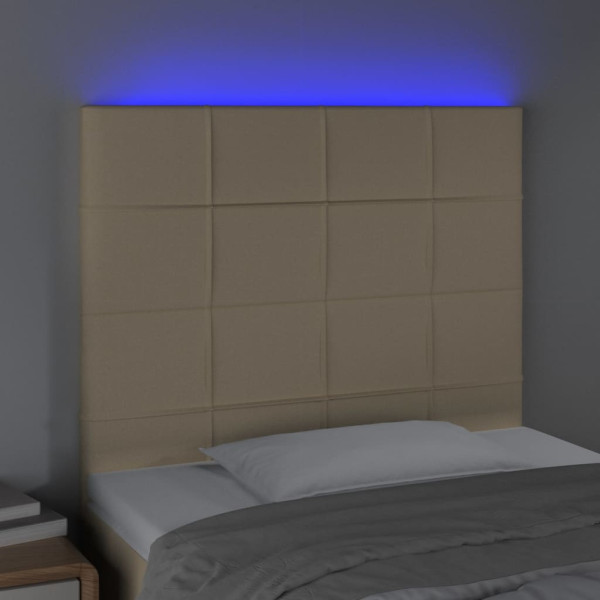 Cabecero con luces LED tela crema 80x5x118/128 cm M 3