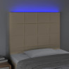 Cabeceira de cama c/ LED tecido 80x5x118/128cm crème 3