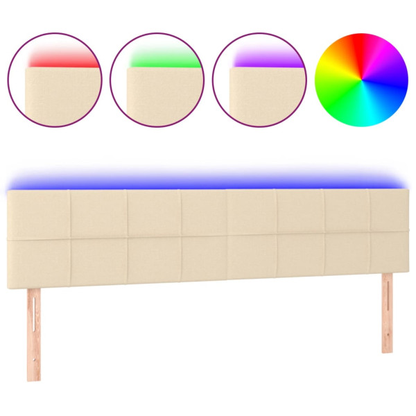 Cabecero con LED de tela color crema 160x5x78/88 cm M 2