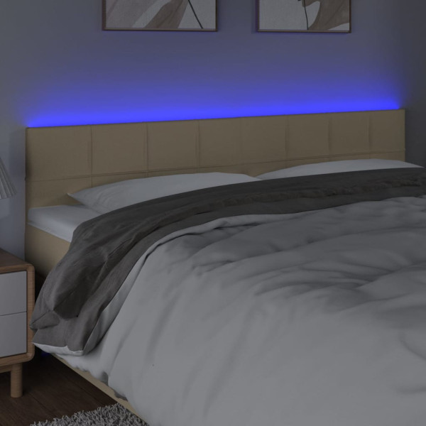 Cabeceira de cama c/ luzes LED tecido 160x5x78/88 cm cor creme M 3