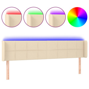 Cabecero con LED de tela crema 163x16x78/88 cm H
