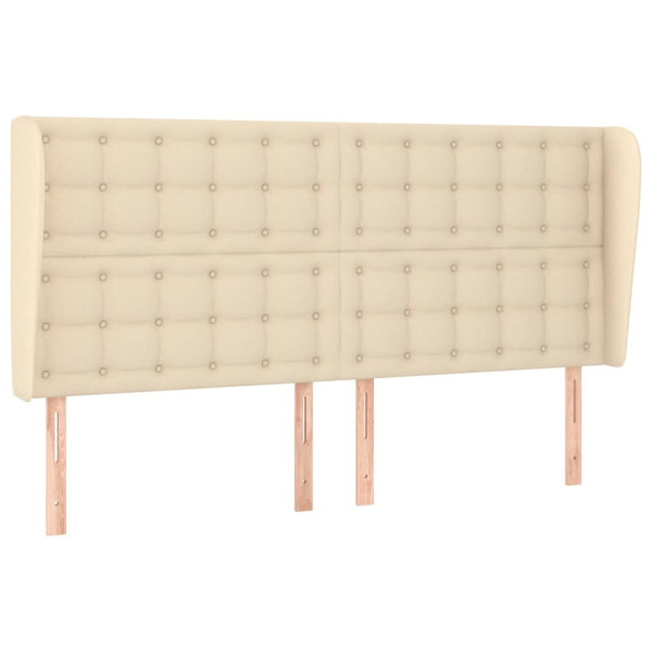 Cabecero con orejas de tela color crema 163x23x118/128 cm M 2
