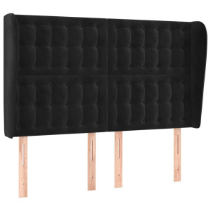 Cabeceira de cama c/ abas veludo 147x23x118/128 cm preto H