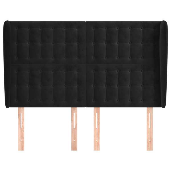 Cabeceira de cama c/ abas veludo 147x23x118/128 cm preto M 3