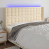 Cabeceira cama c/ luzes LED tecido 163x16x118/128 cm cor creme 1
