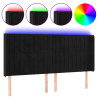 Cabecero con LED de terciopelo negro 183x16x118/128 cm 2