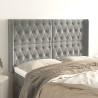Cabecero con orejas de terciopelo gris claro 163x16x118/128 cm 1