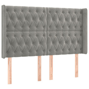 Cabecero con orejas de terciopelo gris claro 163x16x118/128 cm H