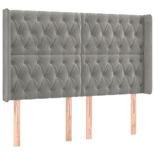 Cabecero con orejas de terciopelo gris claro 163x16x118/128 cm M 2