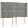 Cabeceira cama c/ abas veludo 163x16x118/128 cm cinzento-claro 2