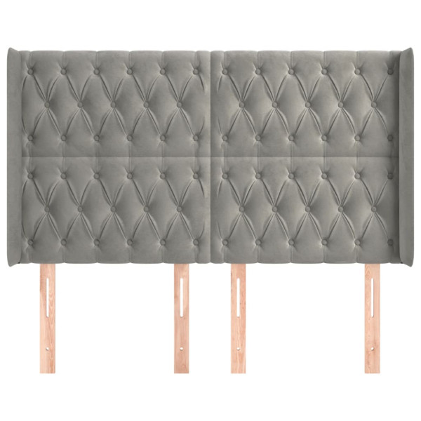 Cabeceira cama c/ abas veludo 163x16x118/128 cm cinzento-claro M 3