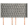 Cabecero con orejas de terciopelo gris claro 163x16x118/128 cm 3