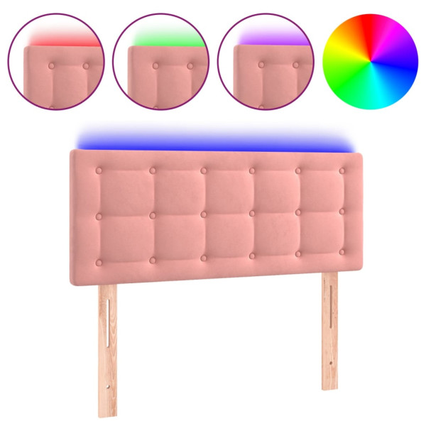 Cabeceira de cama c/ luzes LED veludo 90x5x78/88 cm rosa M 2