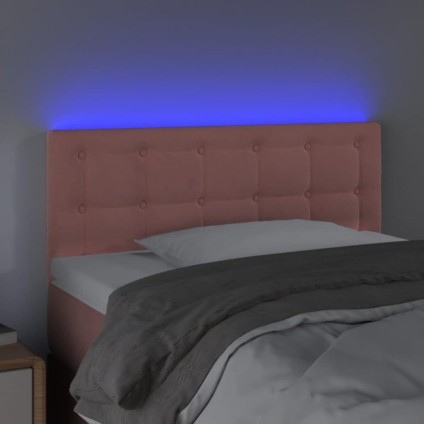 Cabeceira de cama c/ luzes LED veludo 90x5x78/88 cm rosa M 3