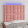 Cabecero con luces LED terciopelo rosa 100x5x118/128 cm 1