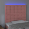 Cabecero con luces LED terciopelo rosa 100x5x118/128 cm 3