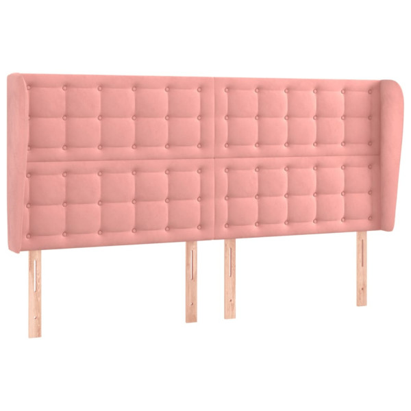 Cabecero con orejas de terciopelo rosa 203x23x118/128 cm M 2