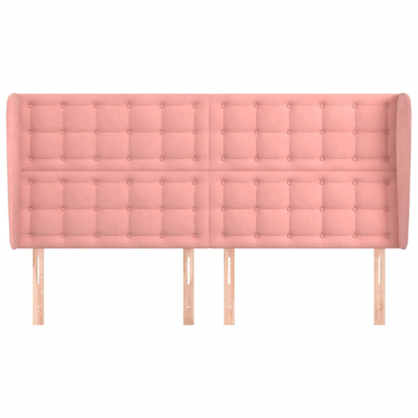 Cabecero con orejas de terciopelo rosa 203x23x118/128 cm M 3