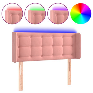 Cabeceira de cama c/ luzes LED veludo 93x16x78/88 cm rosa H