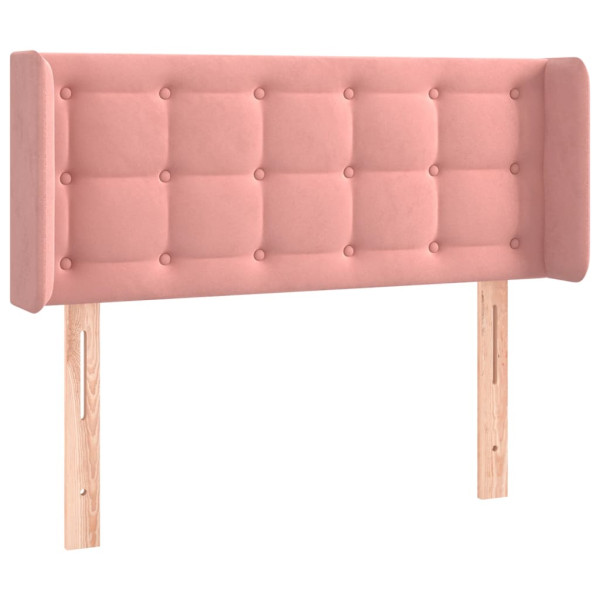 Cabeceira de cama c/ luzes LED veludo 93x16x78/88 cm rosa M 3